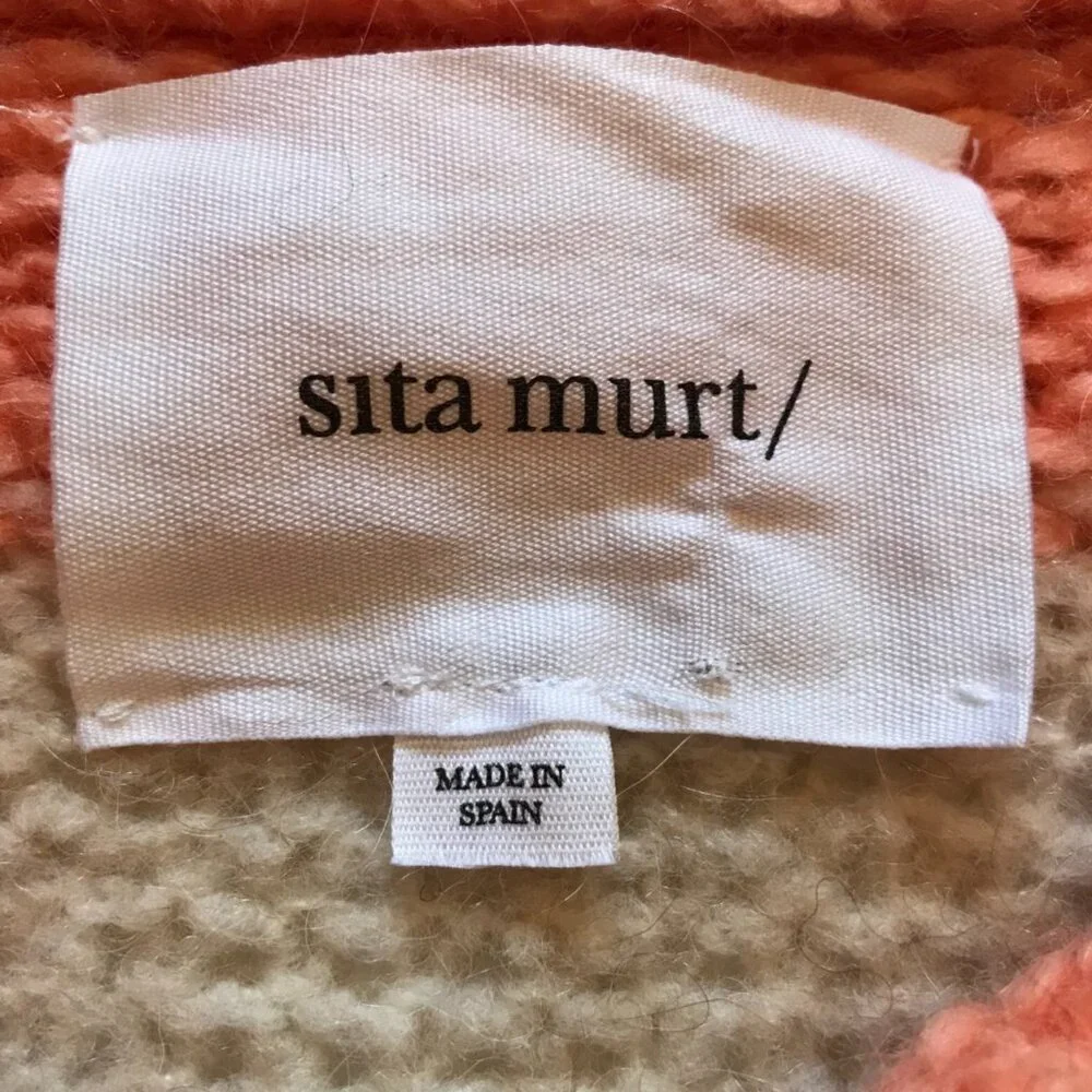 Anthropologie Sita Murt Cardigan Sweater Womens 38 Medium Cream Gray Stripe Knit - Picture 5 of 11